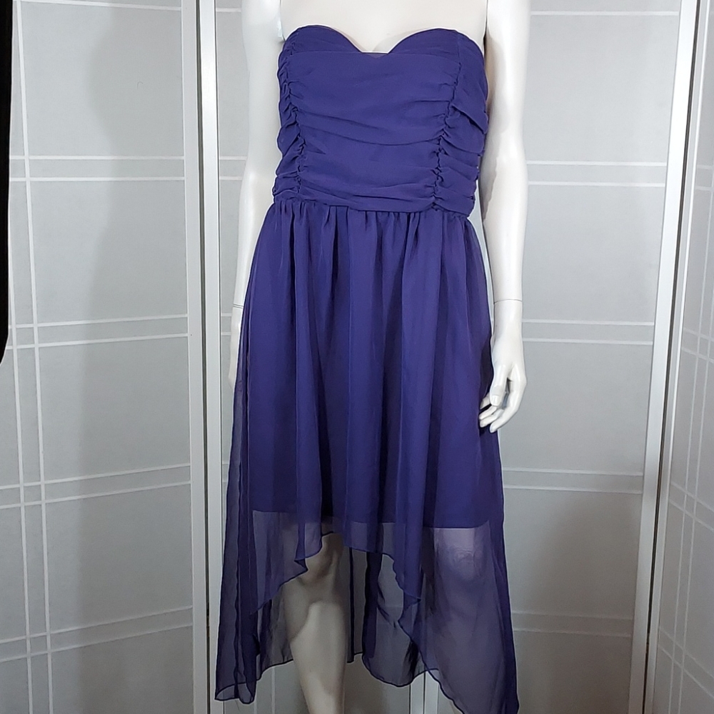 Purple chiffon strapless formal 12